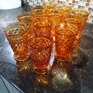 Vintage Colony Whitehall Amber glass goblets.  8z